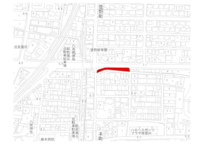 本町西早起会 (本町西老人むつみ会)の活動範囲が記された地図