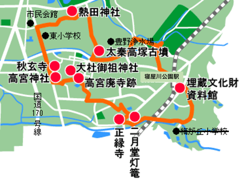 高宮廃寺コースの地図