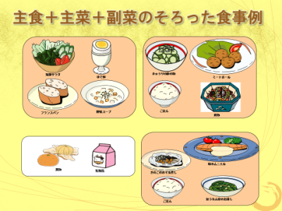主食+主菜+副菜のそろった食事例のチラシ