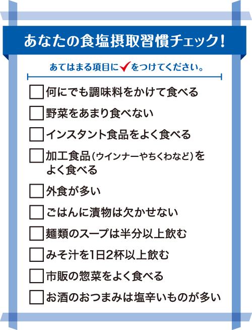 あなたの食塩摂取習慣チェック表のイラスト