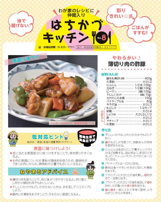 わが家のレシピに仲間入り はちがつキッチンNO8薄切り肉の酢豚のレシピ