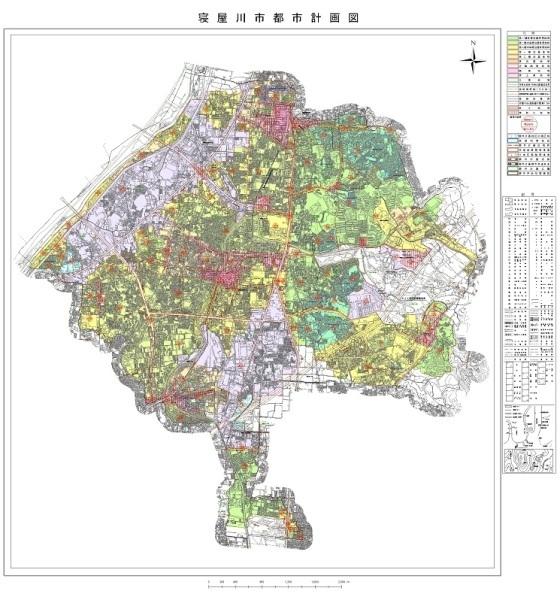 寝屋川市都市計画図(1万分の1)