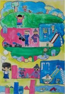女の子が頭の中で考えている事を絵にした作品