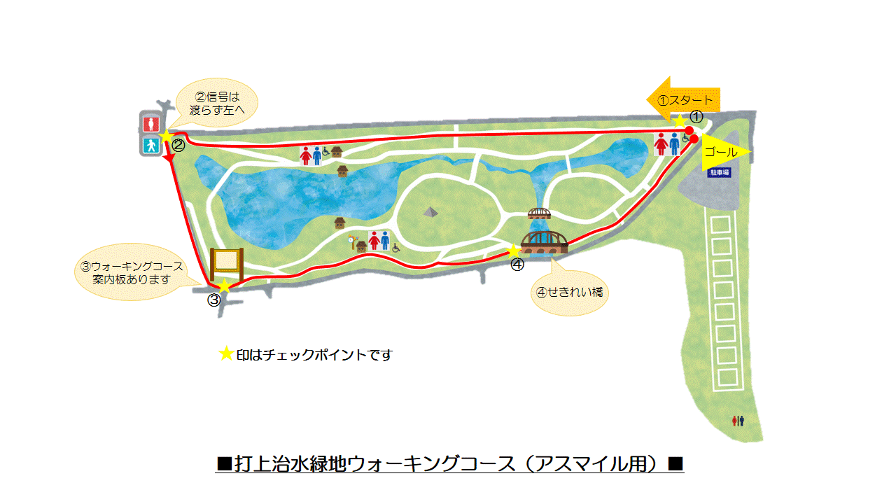 打上治水緑地ウォーキングコース(アスマイル用)