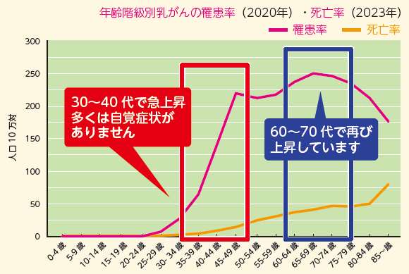 年齢階級別乳がんの罹患率