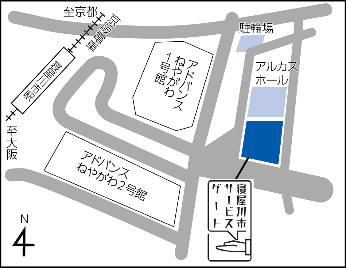 寝屋川市サービスゲート地図(拡大版)