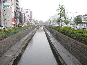 寝屋川と周辺を高台から撮影した写真