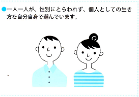 一人一人が性別にとらわれず、個人としての生き方を自分自身で選んでいます。