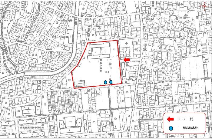 市立第五中学校の地図