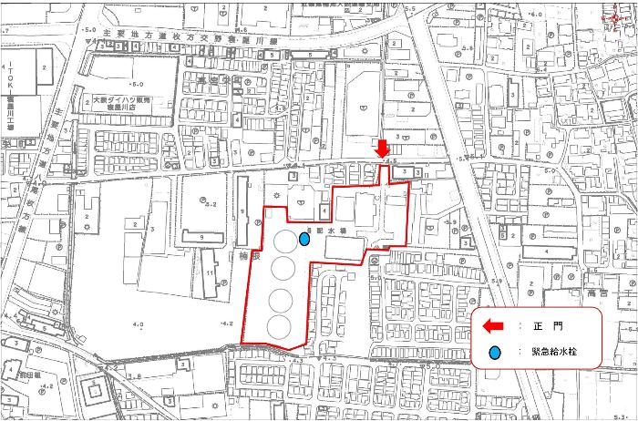 楠根の配水場の地図