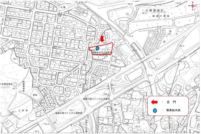 高宮あさひ丘配水場の地図