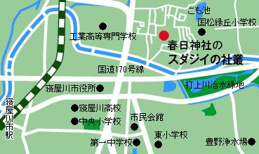 春日神社のスダジイの社叢周辺の地図