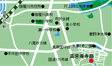高宮廃寺跡周辺の地図