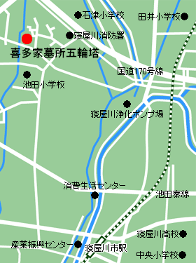 喜多家墓所五輪塔(地輪)周辺の地図