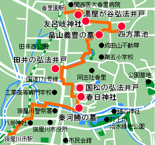 弘法井戸コースの地図