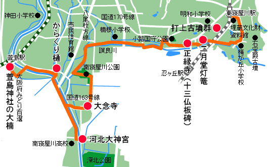 讃良川コースの地図