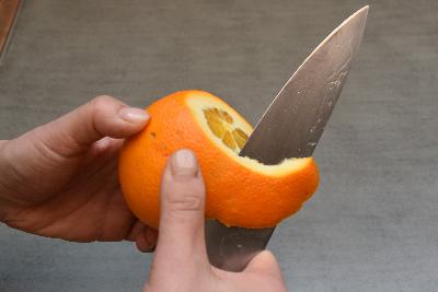 オレンジの向き方説明の写真