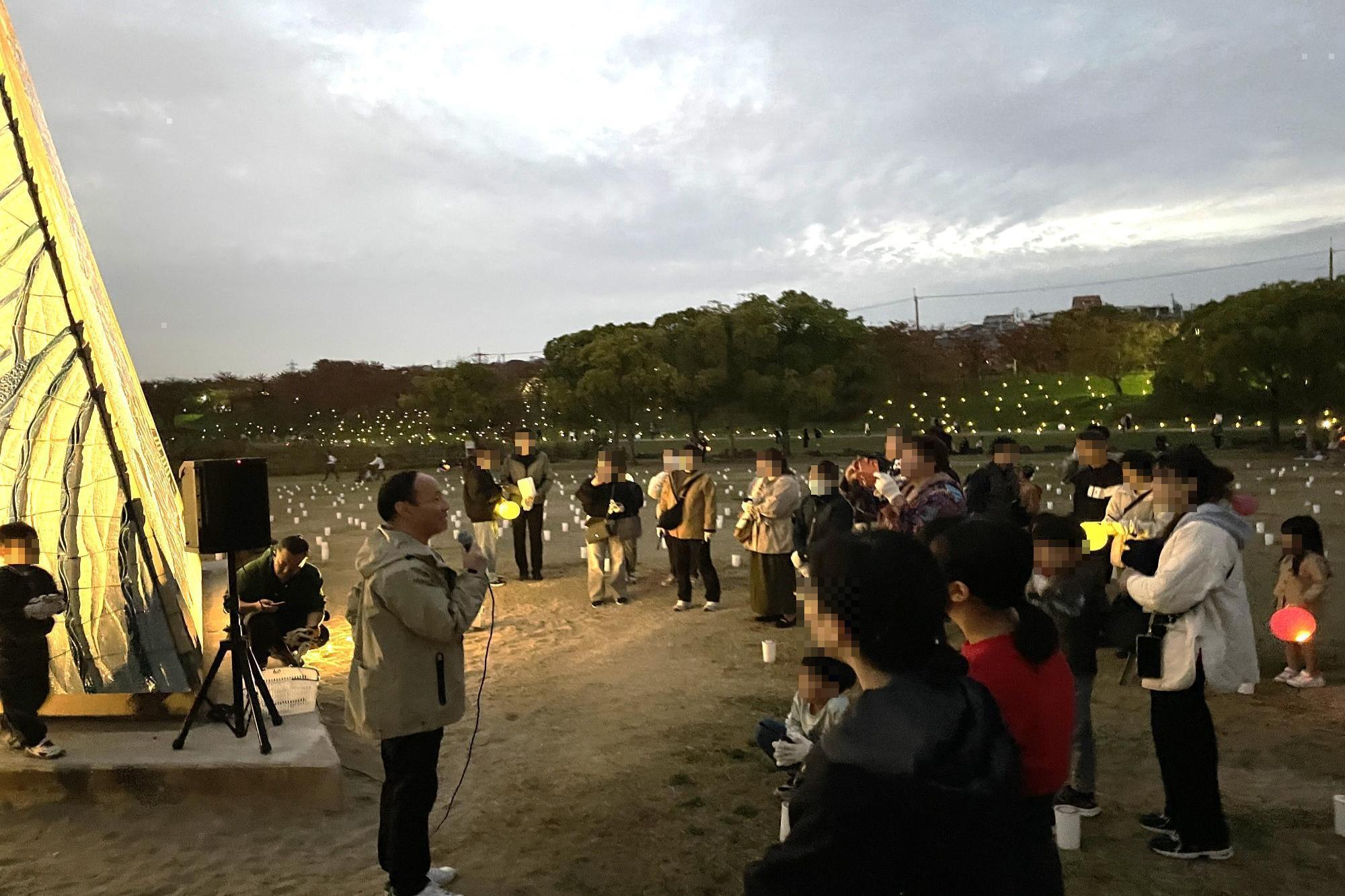 ろうそく着火ボランティア体験の方々への市長挨拶