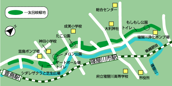 友呂岐緑地周辺の地図