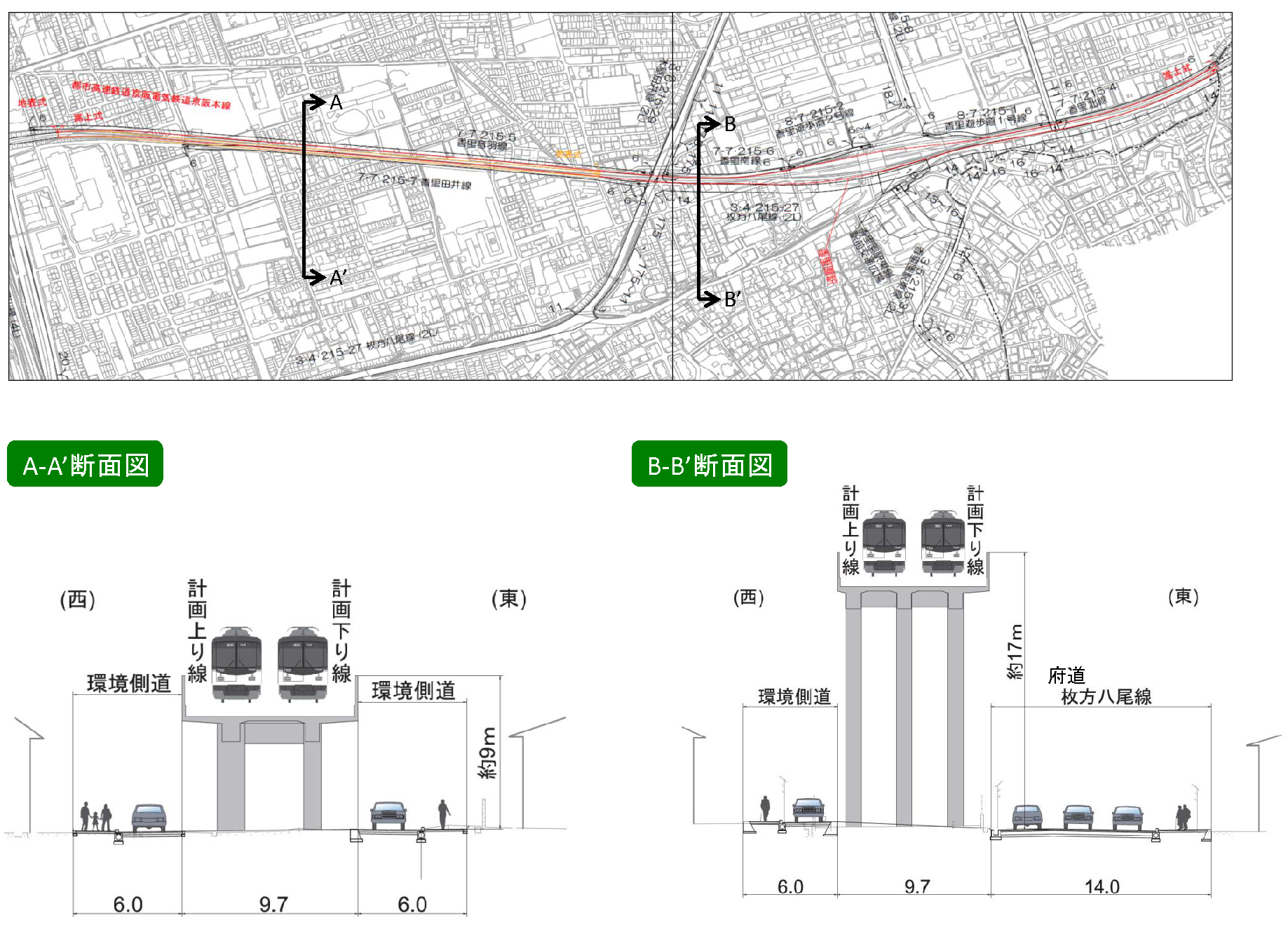 連立事業完了後の断面図